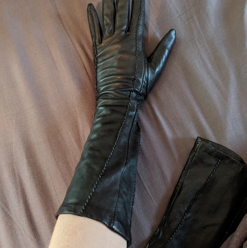 Leather banana republic long gloves